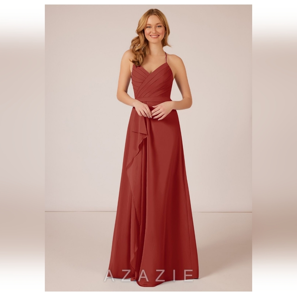 NWT Azazie Terracotta Floor-Length Bridesmaid Dress